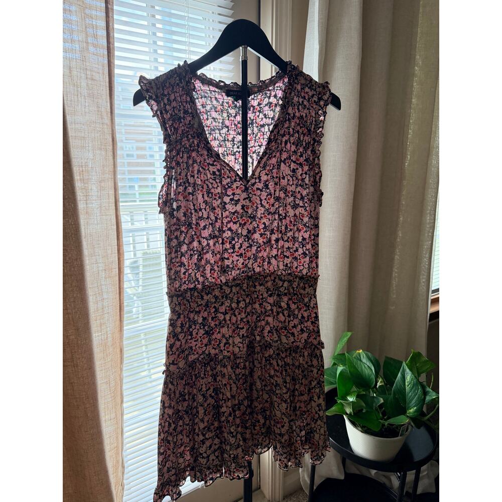 Dear John Floral Summer Dress EUC Pink Black V Neck M
